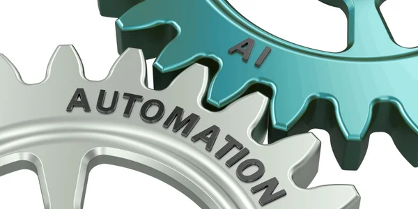 Two interlocking gears labelled AI and Automation