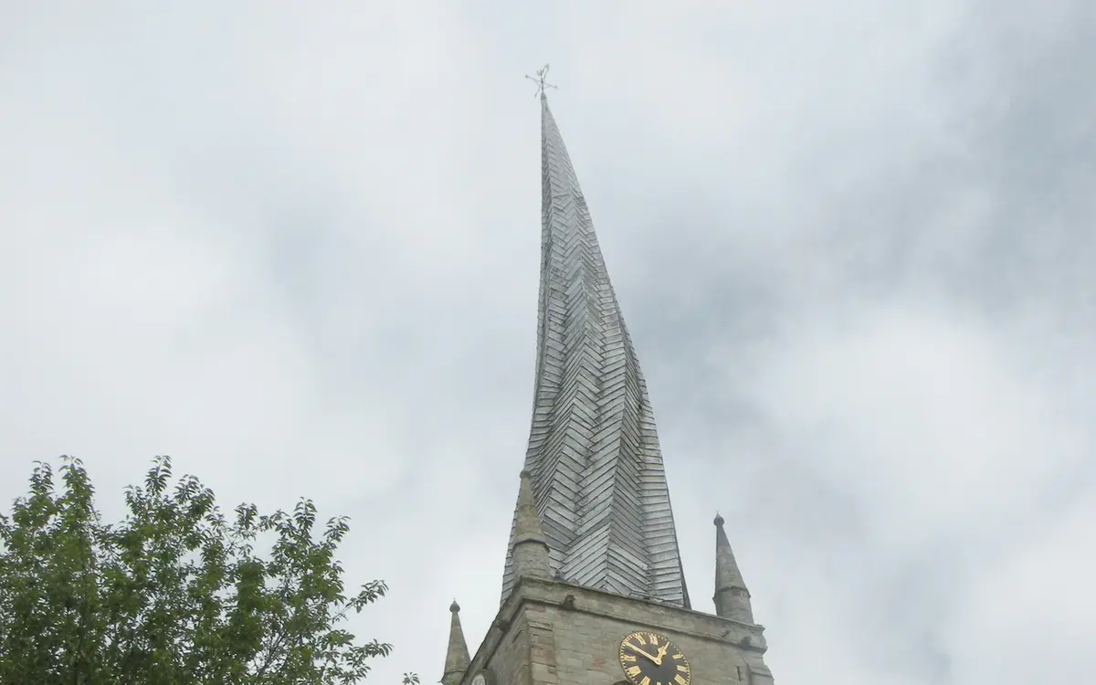 The crooked spire of the Church of St Mary and All Saints in Chesterfield