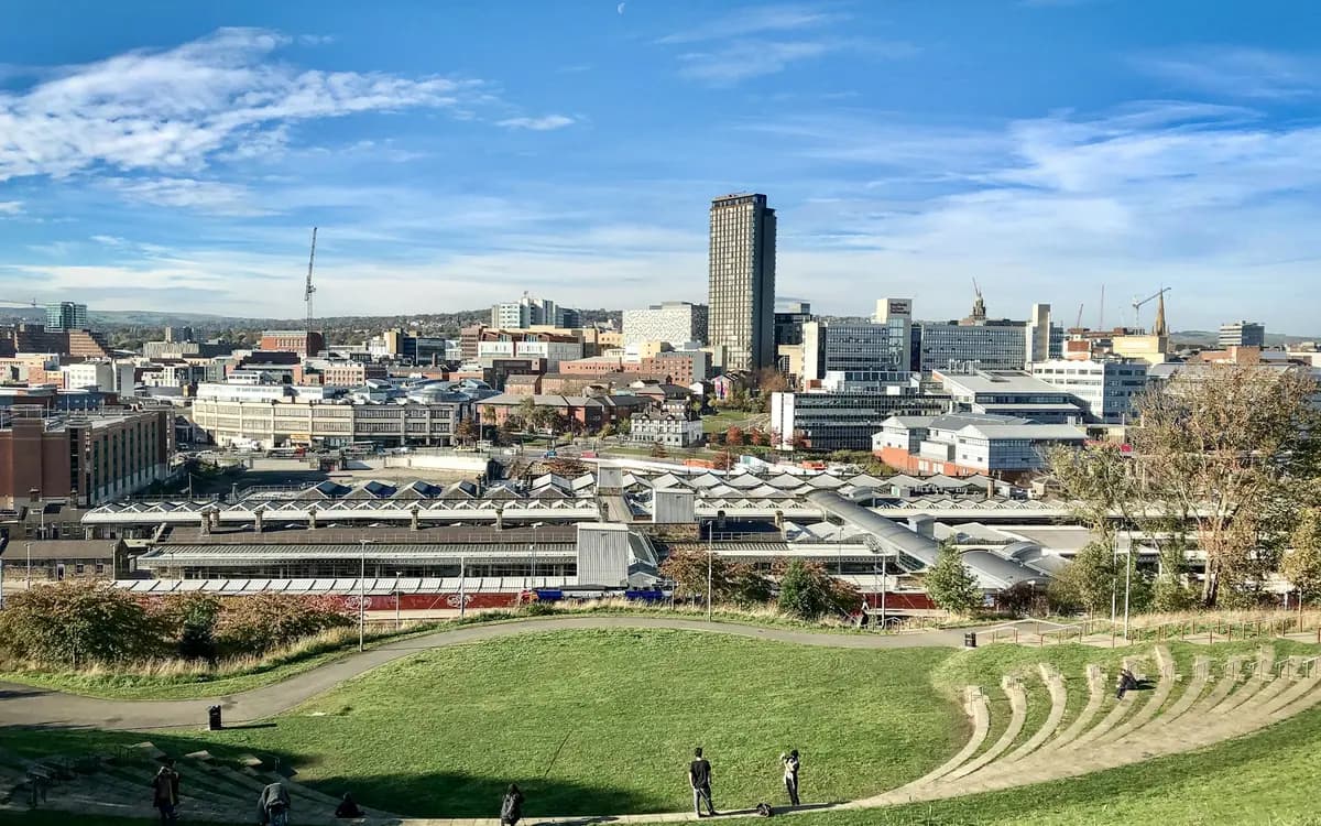 Sheffield city centre skyline on a sunny day